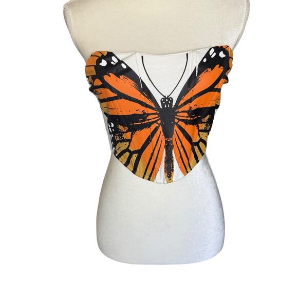 Rehab Lab Corset Butterfly Print Women's Top NWT Size Small - Picture 1 of 4